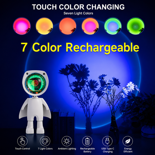 Astronaut Sunset Projector Lamp — 7 Colors, Rechargeable