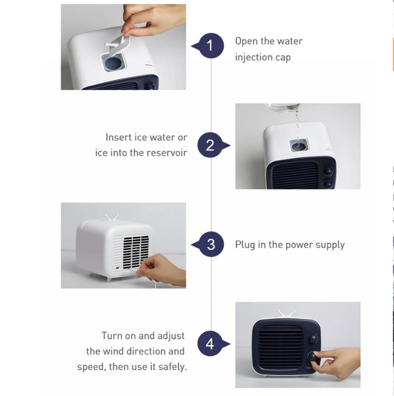 Portable Air Conditioner Mini Quiet AC Unit for Small Room 3 Speeds