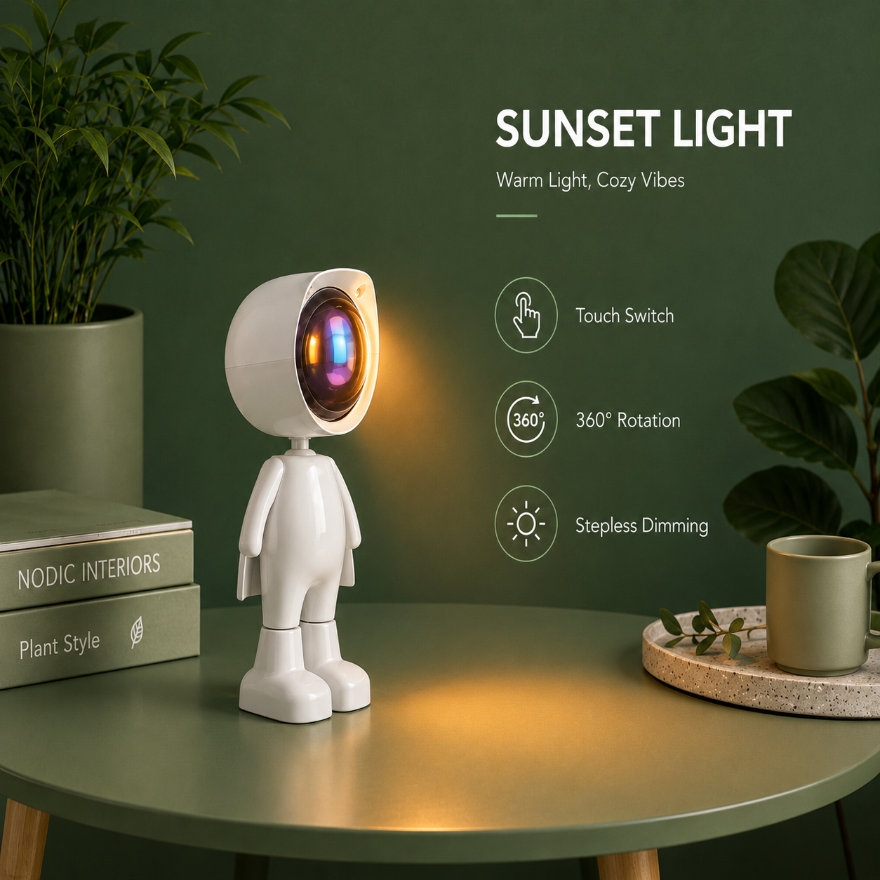 Astronaut Sunset Projector Lamp — 7 Colors, Rechargeable